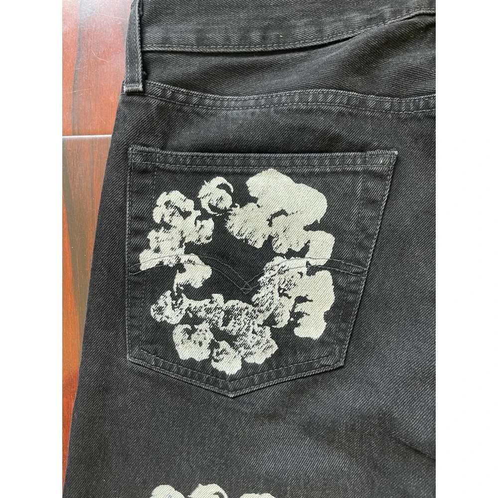 Levi's x DENIM TEARS 501 Black Cotton Wreath Denim Jeans 34W x 34L Preowned